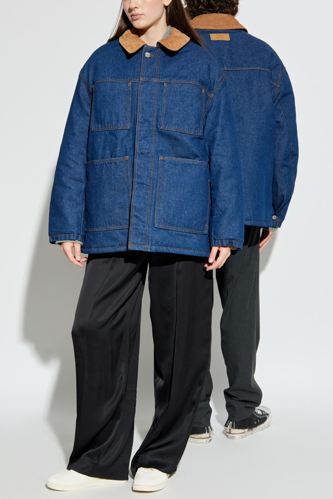 Navy blue Insulated jacket with corduroy collar Ami Alexandre